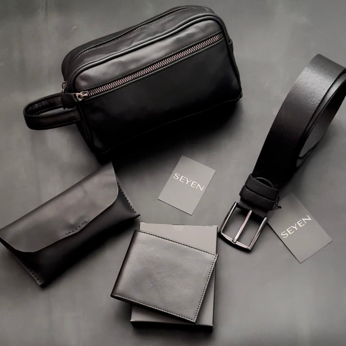 4'lü DERİ SET Çanta/Cüzdan/Kemer/Gözlük Kılıfı