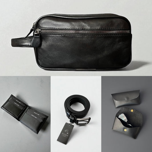 4'lü DERİ SET Çanta/Cüzdan/Kemer/Gözlük Kılıfı